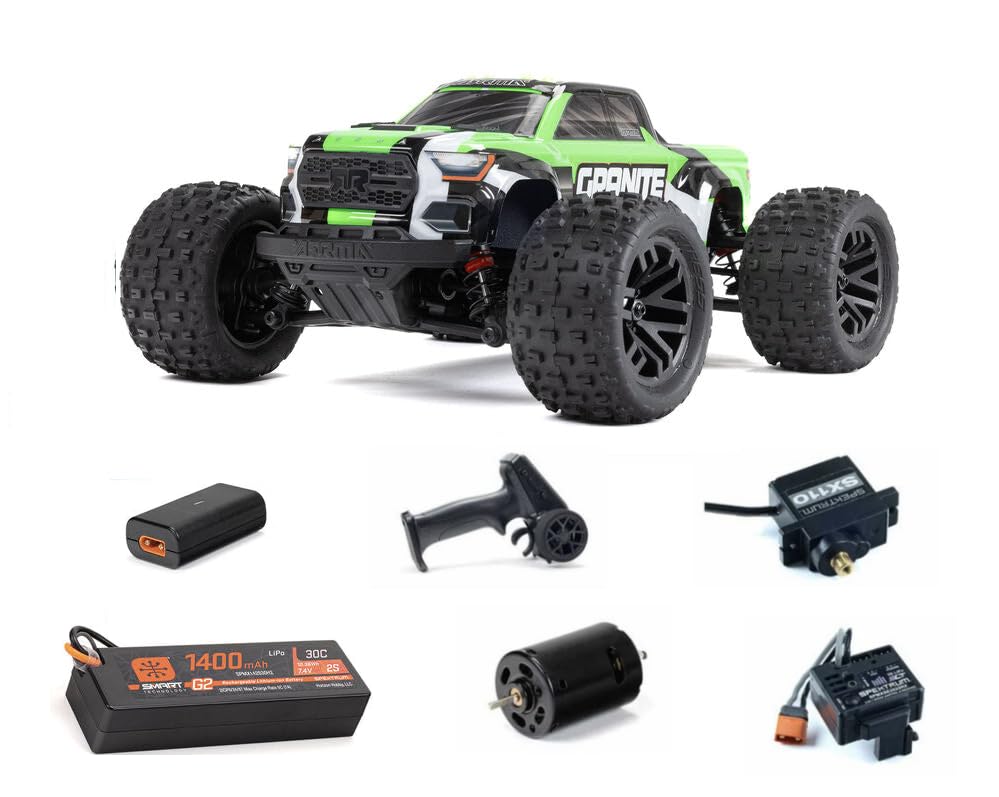 Helidirect ARRMA Granite GROM MEGA 380 Brushed 4X4 4WD Monster Truck RTR with Battery & Charger - Remote Control Car, RC Cars 1/18 Scale Toys for Adult (Green)