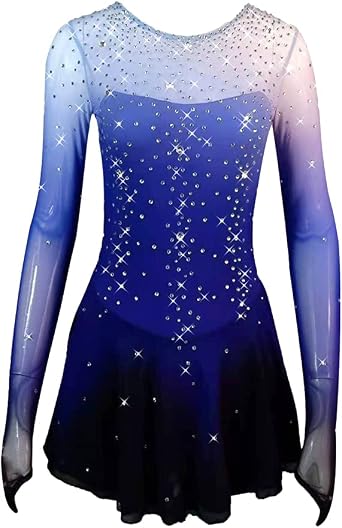 Figure Skating Dress Girls Teens Purple Gradient Ice Skating Competition Costumes