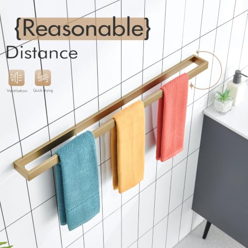 Image of KOKOSIRI Bathroom Towel Bars 32-Inch Bath Towel Hanger Holder Kitchen Rack Champagne Bronze Stainless Steel Wall Mount, 1 Pack B4008CPG-L32