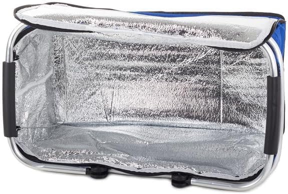 Cestino Termico Picnic, Pieghevole Portatile Pranzo Aperto, Cesto Gite Mare Montagna Parco, Caldo Freddo Alimenti Bevande Lungo, Comfort Maniglie Cerniera Fondo Rigido Anti Scivolo (BLU)