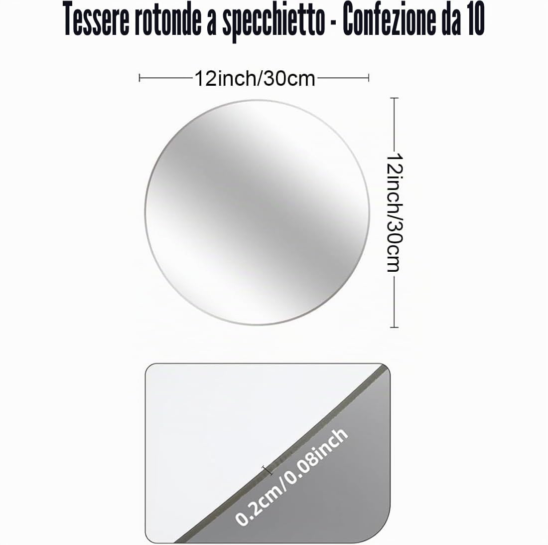 Confezione da 10 centrotavola rotondi a specchio per decorazioni da tavolo, 30,5 cm, in acrilico, per candele, decorazione da parete