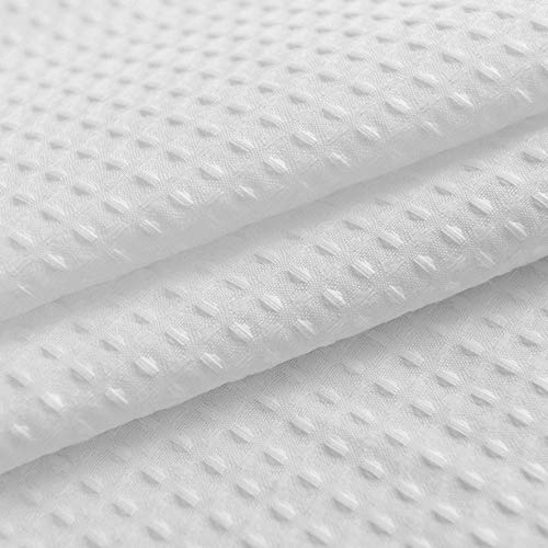 Image of Barossa Design Stall Fabric Shower Curtain Waffle Weave 42 x 84 inches Extra Long Size, Hotel Grade, Spa, 230gsm Heavy Duty, Water Repellent, Washable, White, 42x84