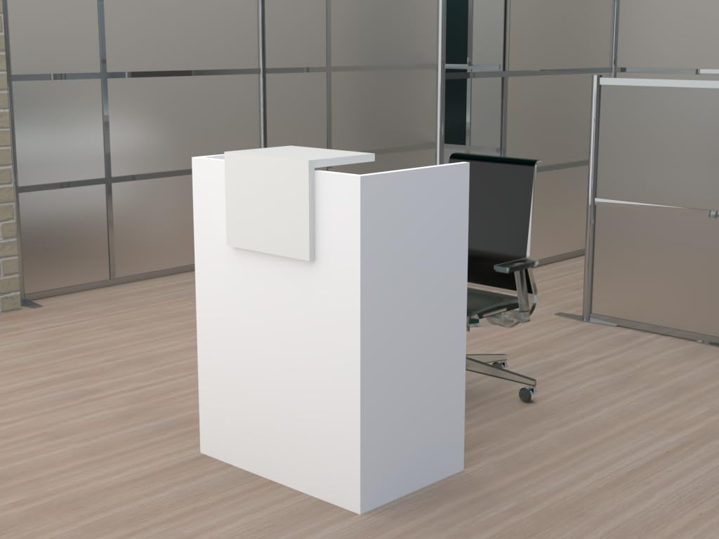 OFICIT MOSTRADOR de Recepción y Oficina. Fácil Montaje. 80X105X50CM con Cierres Laterales y embellecedor Color Blanco. Fabricado en España. Envío a Toda la península.