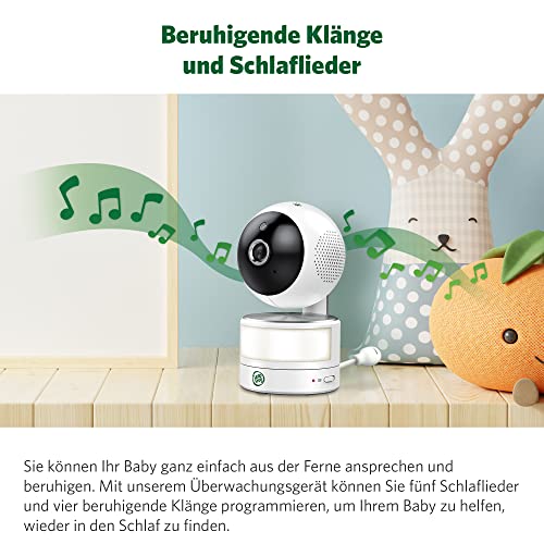 Leap Frog LF915HD videobabyfoon, kantel/draaibare camera, 5-inch HD-kleurendisplay, temperatuur/vochtigheidssensor, groothoeklens, intercomen, nachtzichtmodus, zoom, nachtlampje, wandmontage, wit - Afbeelding 7