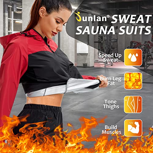 Image of Junlan Sauna Suit for Women Sweat Sauna Pants Sweat Jacket Gym Workout Vest Sweat Suits for Women