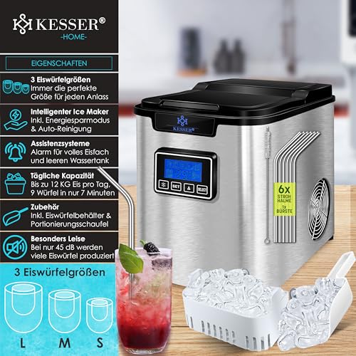 Fabricadora de hielo acero 150 W 12 kg 24 h 3 tamaños miniatura 2