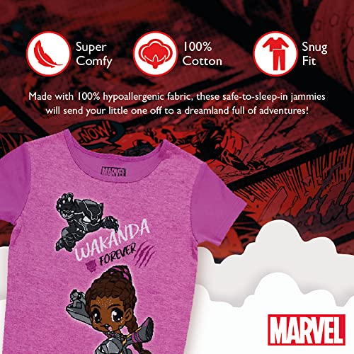 Marvel Girls' Black Panther: Wakanda Forever 2-Piece Snug-Fit Cotton Pajama Set, Wakanda Forever, 6 #TOP2