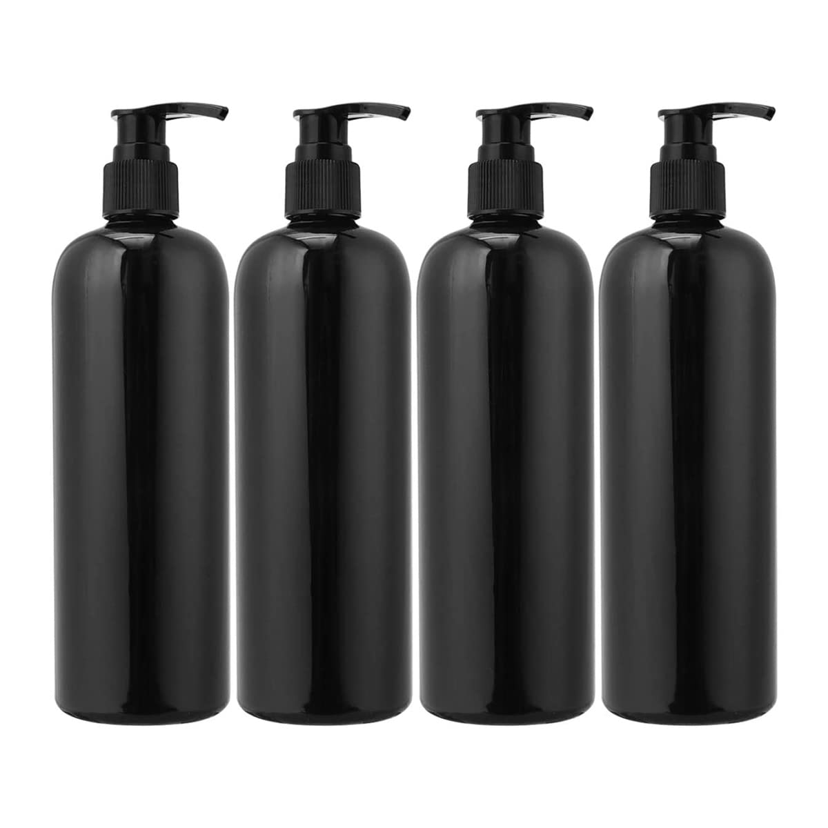 Set Di 4 Bottiglie Con Pompa Nere Da 500ml - Perfette Per Sapone, Detersivo O Acqua - copertina