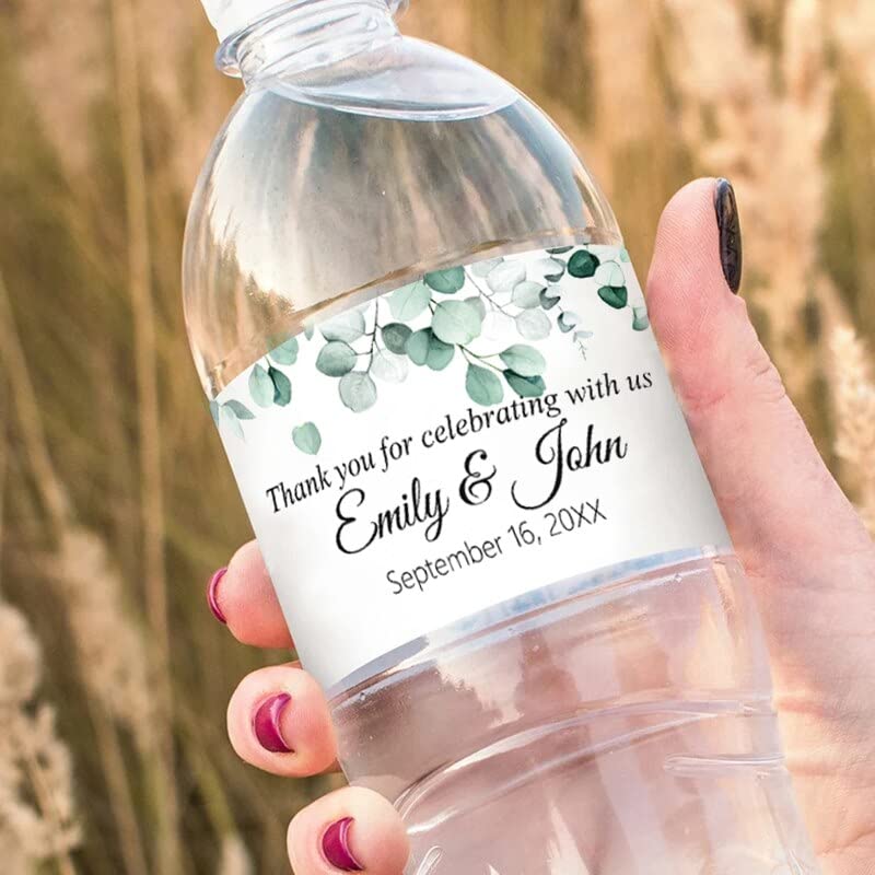 30pcs Custom Floral Labels Personalized Bottle Labels Wraps Stickers Name Text Sticker Birthdays Baptism Wedding Decor (E)