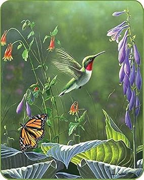 Regal Comfort Hummingbird & Hosta Medium Weight Faux Fur Blanket