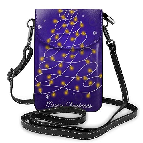 Preisvergleich Produktbild Mädchen kleine Umhängetasche PU Leder Handy Geldbörse Brieftasche Weihnachtsbaum Glühbirnen für Frauen