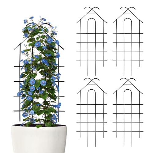 ARIFARO 40" Metal Garden Trellis for Climbing Plants, 4 Pack Large Plant Trellis for Potted Plants, Indoor Outdoor Black Garden Trellis for Vines, Cucumbers, Flowers, 16.5" Wide by ARIFARO - Used condition - CA$70.32