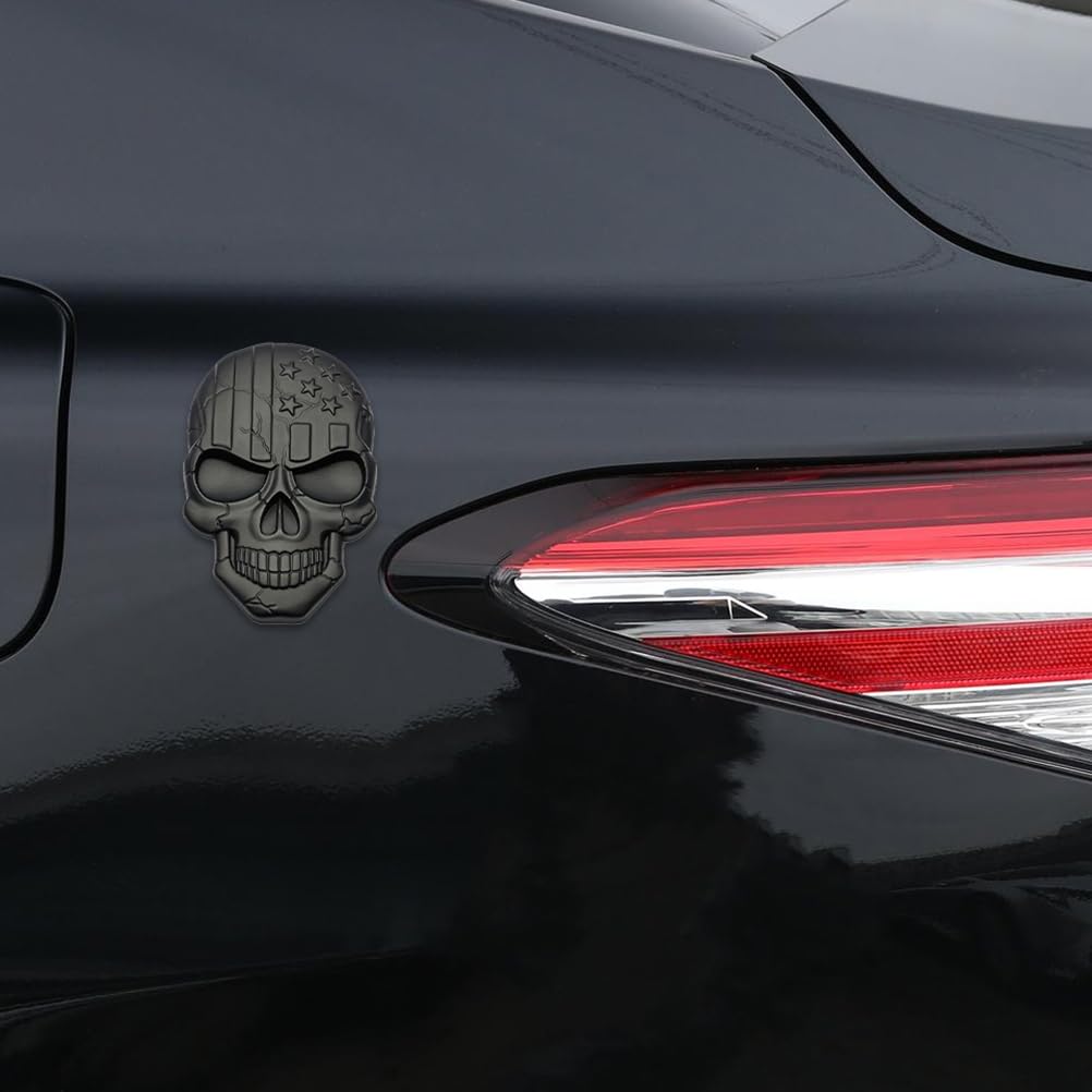 Autocollant 3D Tête De Mort Pour Voiture - Déco Gothique Et Rebelle Pour SUV, Berline Ou Camion, Résistant Aux Intempéries