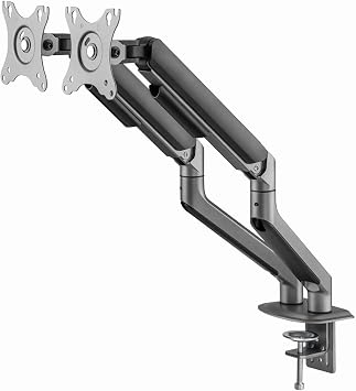 Gembird Dual Monitor Arm Desk Mount Adjustable for 17-35 Inch Screens Space Grey - Ergonomic Positioning Improved Convenience Efficient Cable Management