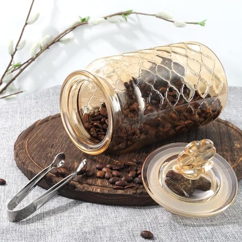Image of bellemax 1000ML Clear Glass Storage Jar With Pop Air Tight Glass Lids- Airtight Food Jars Glass Kitchen Containers For Pantry, Pickle Jar, Sugar Pasta Cereal Flour Sugar Storage Jar (BM-02, Set of 2)