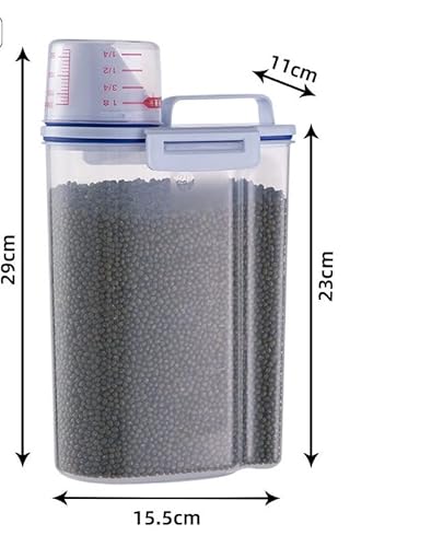 PIQIUQIU 2 L Vorratsdosen, Behälter für Haustiere Futter, Luftdichter Vorratsbehälter für Lebensmittel mit Deckel + Messbecher
