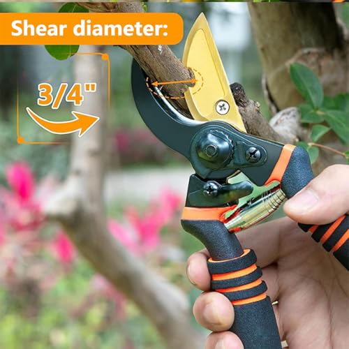 Image of Ultra Sharp Titanium Steel Pruning Shears, Cuts 3X Easier, Rust-Resistant, Effortlessly 1-Inch Cut Capacity Garden Scissors, Ergonomic Handle