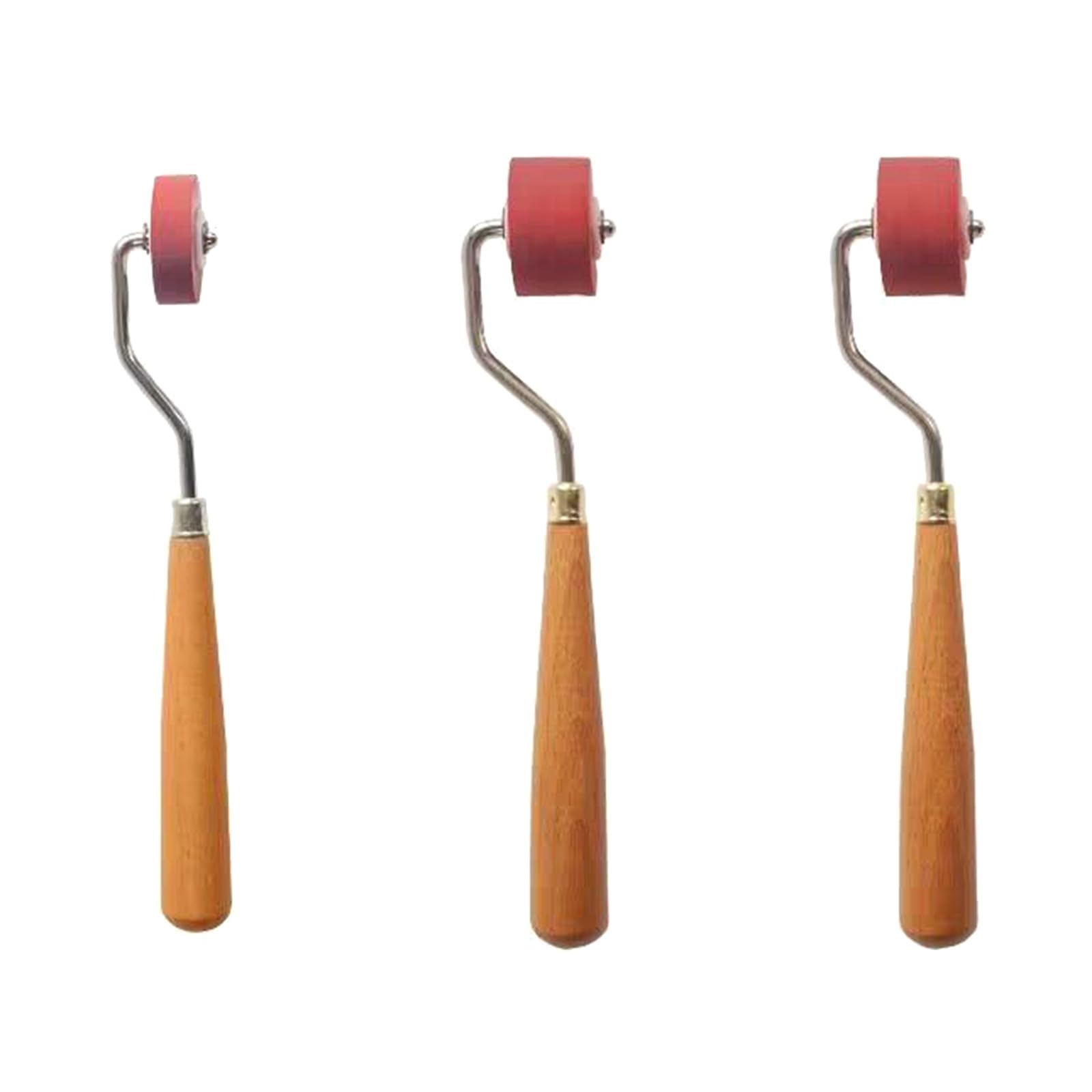 Tsophreniq 1 / 3Pcs Rubber Roller Wood Handle Brayer Tool for Printmaking, Glues Roller for Block Printing Stamping Craft Brayers