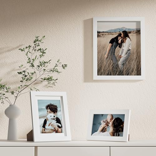 Image of Vittanly 10 Pack Picture Frames Collage Wall Decor, Gallery Wall Frame Set for Wall or Tabletop Display, Engineered Wood and Shatter-resistant Plexiglass, Multi Sizes with 8x10, 5x7, 4x6 Frames, White