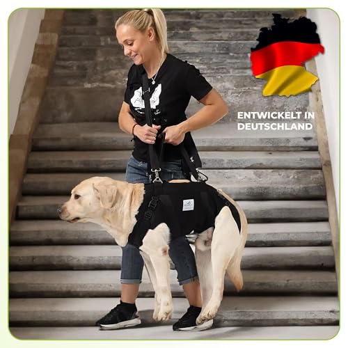 Nature Pet Ganzkörper Tragehilfe für Hunde aus 4 mm starkem Neopren/Durchgehende Tragehilfe mit stark gepolstertem Hebegurt – Ganzkörper-Hebegeschirr für Reha & Mobilität (L)