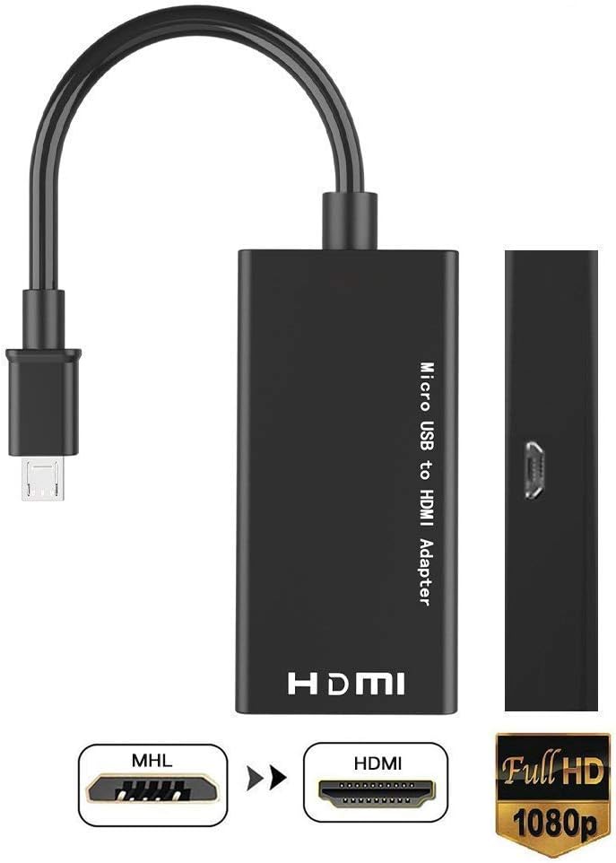 Micro USB to HDMI Adapter, MHL to HDMI Converter Cable Android Smartphone Tablet MHL Function, Support Full HD 1080P Video Audio Output (micro usb to hdmi)