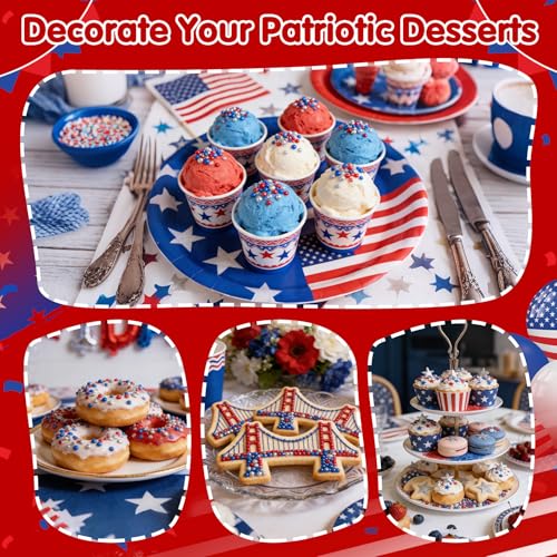 Image of Patriotic Nonpareils Sprinkles,2mm Red Blue and White Pearls for Cake Decorations,July 4th Edible Sprinkle Mix for Baking,130g,Edible Sugar Pearls for Cake Decorating,Cookies,Ice Cream,Fondant Cake,Cupcakes,Desserts,May Day,Memorial Day,Flag Day,Juneteenth,Independence Day,4th of July Party Supplies