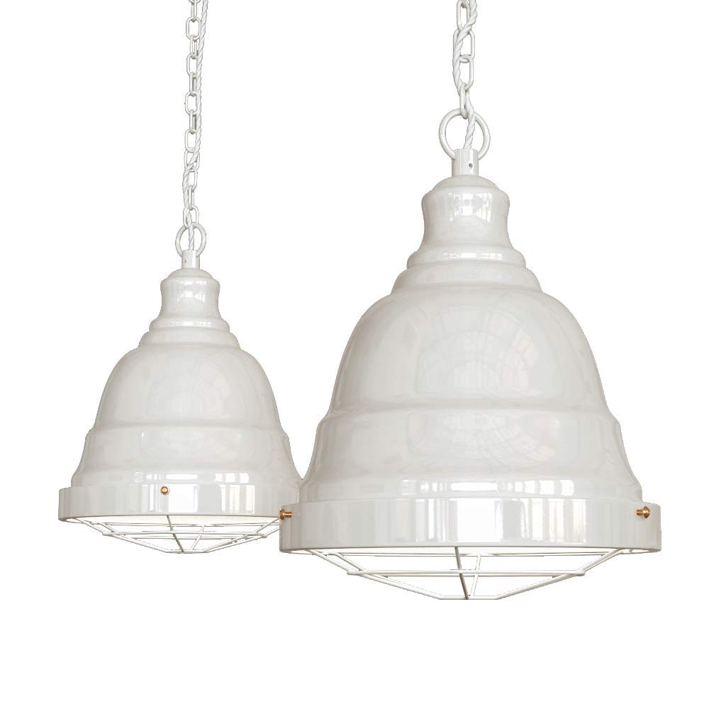 Clay White Cream Vintage Cage Landing Pendant Light - Ganton - Soho Lighting