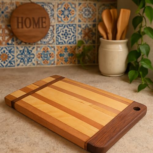 Image of HS HINDUSTANI SAUDAGAR Slicewood Wooden Chopping Board for Kitchen & Dining, Cutting Board for Vegetables Fruit Cheese Salad Serving Pizza Tray Ideal for Home Decor and Gift for mom & Wife.