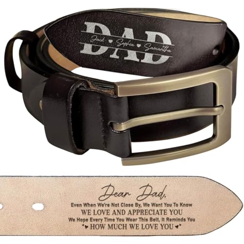 Personalized Belt For Dad, Belt Reminder We Love You For Dad, Custom Engraved Leather For Father, Gift For Dad