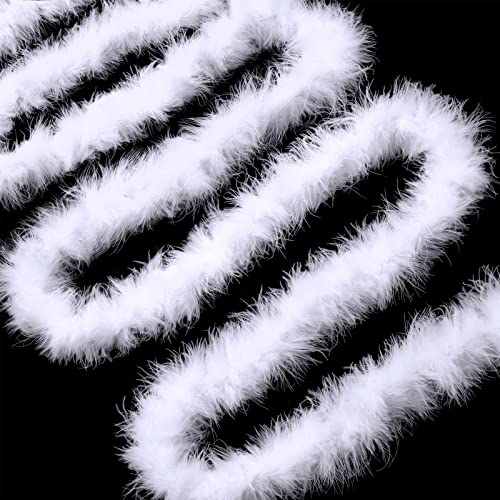 Cindeer Marabou Feather Boa Fluffy for Christmas Party DIY,17.5 Yard,White