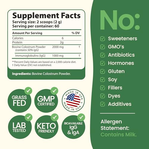 super colostrum grass fed bovine colostrum powder for bloating immune energy gut health hair skin and nails colostrum supplement  50 igg cow colostrum for humans  superfood for women and men