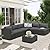 Oakcloud 7-Piece Outdoor Patio Furniture Sofa Set Black Rattan Wicker Sectional Conversation Sets with Glass Top Table and Cushions(Grey)