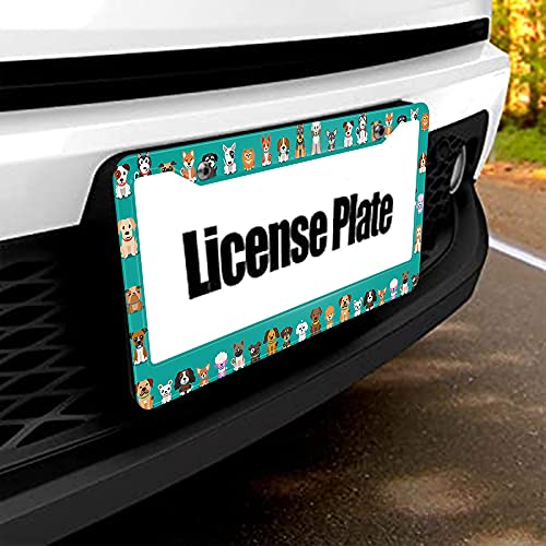 Beabes Cute Dogs License Plate Frame Pet Bulldog Animal Funny Novelty License Plate Frame Puppy Dachshund License Plate Cover Car Tag Holder Metal License Plate Frame For Us Vehicles Standard #TOP4