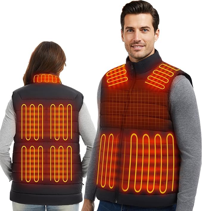 Beheizte Weste für Damen und Herren 16000 mAh wiederaufladbar beheizte Jacke wasserdicht für Winter Outdoor Arbeit Jagd Camping Wandern Skifahren Geschenke für Weihnachten waschbar