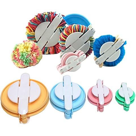 SUMAJU Pompom Maker,Pom Pom Maker Fluff Ball Weaver DIY Knitting Craft Tool Kit, Set of 4,Color Random Cover