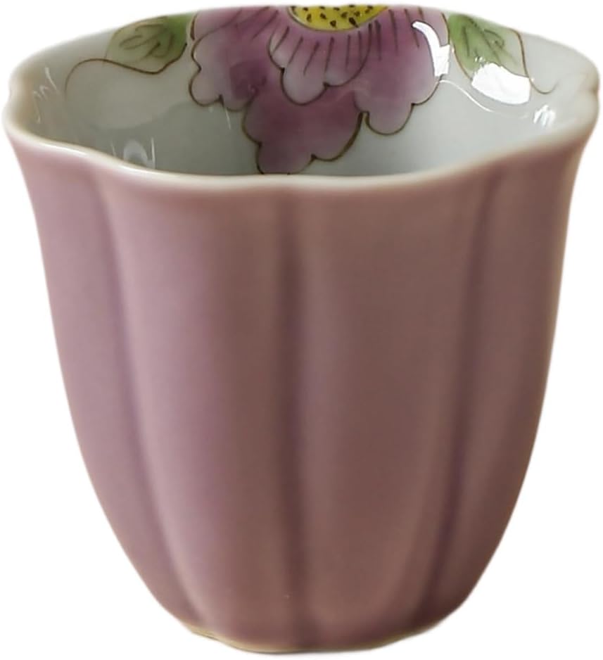 Tea Cup Purple Hand-Painted Peony Household Underglaze Master Kung Fu Set Ceramic Single Soaking Container