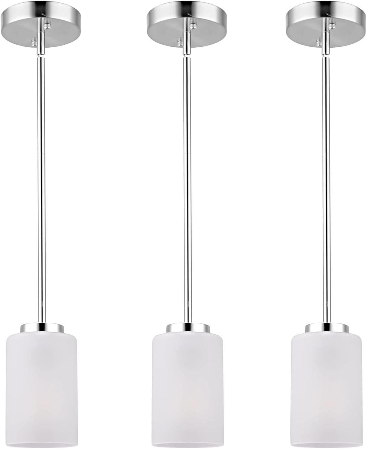 2 Pack Pendant Light Fixtures, Farmhouse Adjustable Kitchen Island Hanging Ceiling Lights, Black Mini Pendant Lights with White Frosted Glass Shade for Bedroom Living Room