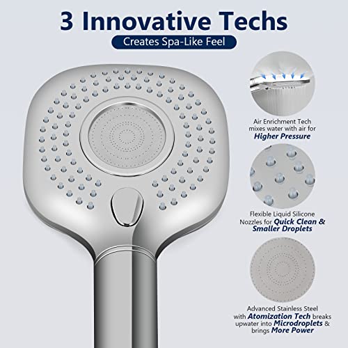 Filtered Shower Head With Handheld, High Pressure Shower Head With Filter For Hard Water, Upgraded Kdf Filter Water Softener Showerhead With Hose & Adjustable Bracket, Detachable Shower Head - Kosnew #TOP3