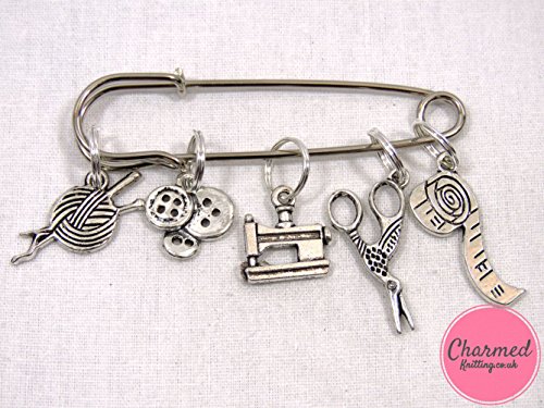 Sewing Kit - 5 Silver Knitting Stitch Markers by Charmed Knitting