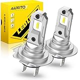 AUXITO Upgraded H7 H7ll Light Bulbs, 6500K White Super Bright, 1:1 Halogen Size, W/CSP Chips LED Fog Lights, No Adapter Required, 5-Min Easy Installation, Non-polarity, Pack of 2
