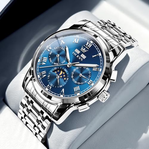 Image of OLEVS Mens Automatic Watches Self Winding Mechanical Luxury Dress Stainless Steel Waterproof Wrist Watches for Men