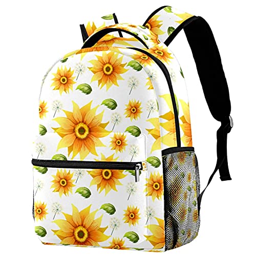 Sac à dos de voyage confortable à motif tournesol et porte-bouteille