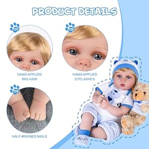 Aori real life baby dolls lifelike baby doll 22 inch realistic newborn boy soft weighted body with feeding accessories doll set  urban country home decor