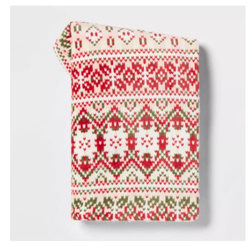 Amazon.com: Threshold Fair Isle Printed Plush with Faux Shearling Reverse  Christmas Throw Blanket : Home u0026 Kitchen