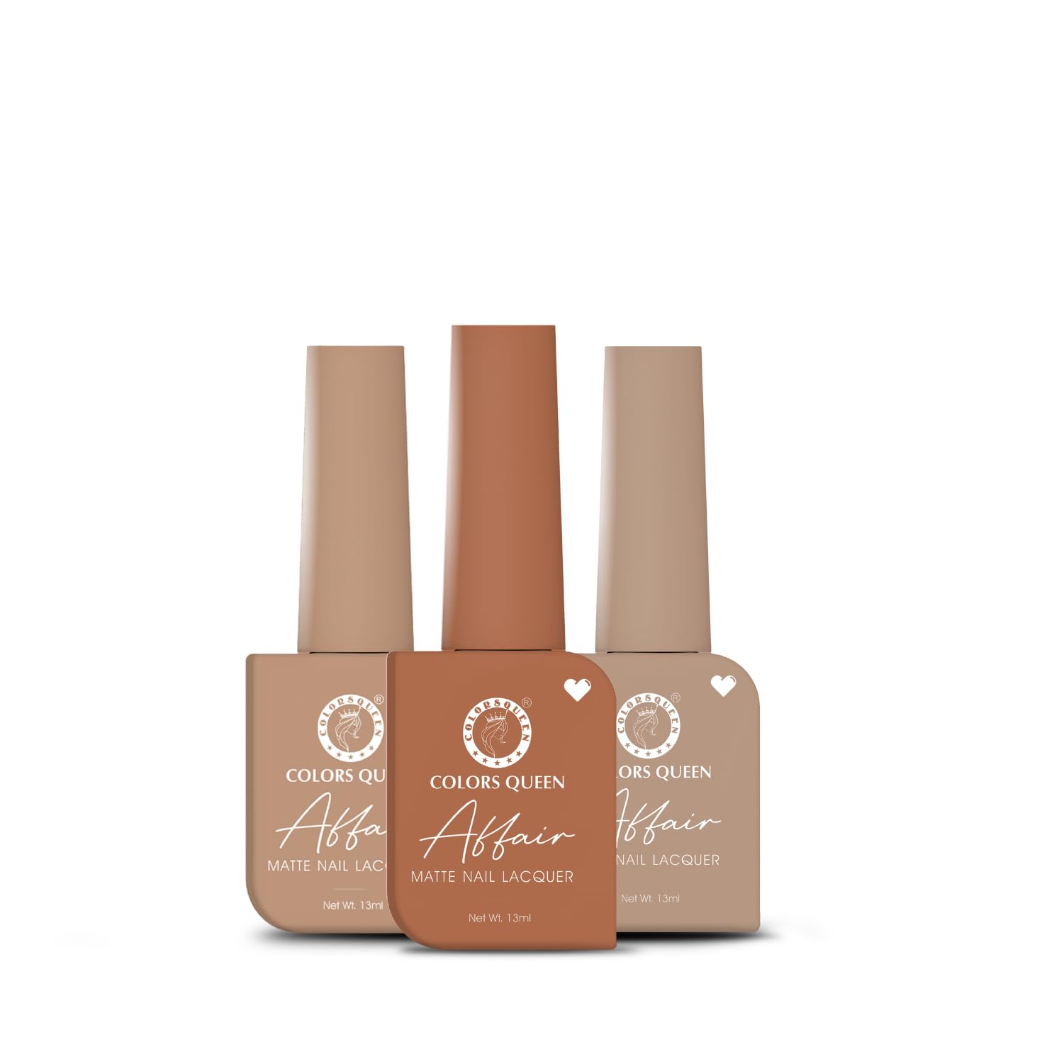 Colors Queen Affair Nail Polish Set of 3-04 Rusty Cinemon, 30 Amber Wood & 38 Espresso | Quick Drying Nail Polish, Semi Matte Finish Nail Kit | Highly Pigmented & Long Lasting Enamel 13ml Each