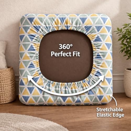 Image of STITCHNEST 'Contour Fit Series' Stretchable Printed Wooden Sofa Cover (Pack of 4) - Elastic Wooden Chair Cover | Wooden Sofa Seat Cover | Size - 20-21 x 20-21 x 3-5 in