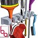 Berry Ave Broom Holder Wall Mount and Garden Tool Organizer, Closet Storage, Kitchen Rack, Home Organization and Garage Organizer for Rake or Mop Handles Up to 1.25-Inches, Hanger Plus 6 Hooks (Grey)