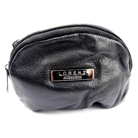Unisex Small Black Leather Coin Pouch Cover