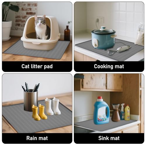 Kühlschrankmatte Silikon mit erhöhten Kanten, 60x60cm Silikon Antibakteriell Kühlschrankmatten, Kühlschranks Tropfmattes, Kühlschrank Bodenschutz Gefriermatte für Waschmaschine Kühlschrank Weinschrank