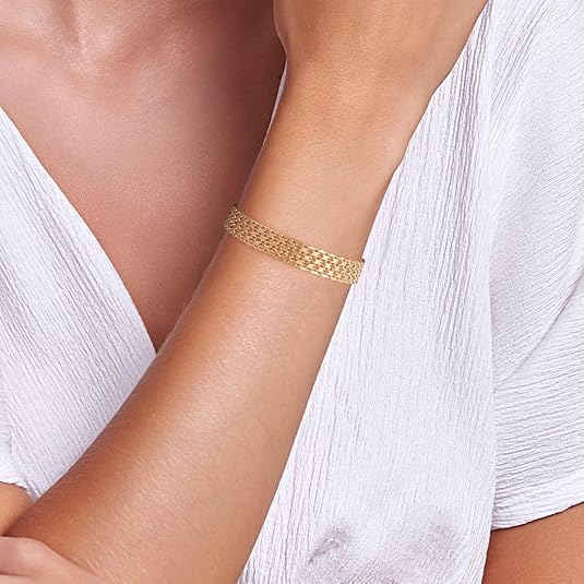 Bracelet 14K Gold Bracelets for Women Gold Bracelets for Women's Widen Chain Bracelet Jewelry Gift for Women 6.5/7/7.5/8/8.5in Length 7 Inches image 3 of 6 B0FBWTML8W